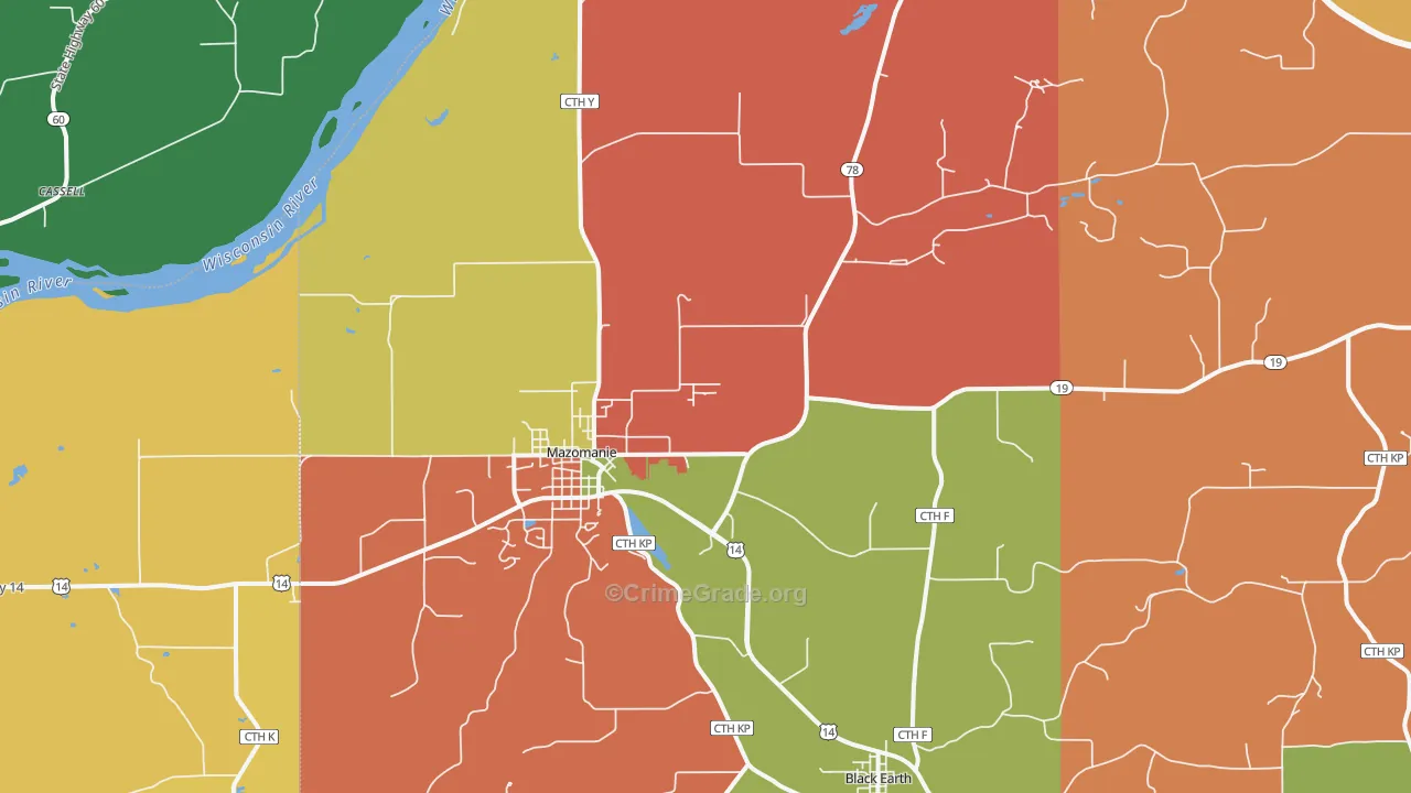 Mazomanie, WI Map of Murder Rates