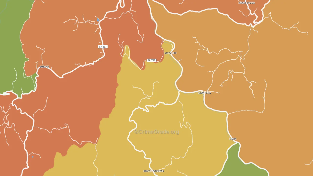 Mc Clure, VA Map of Murder Rates