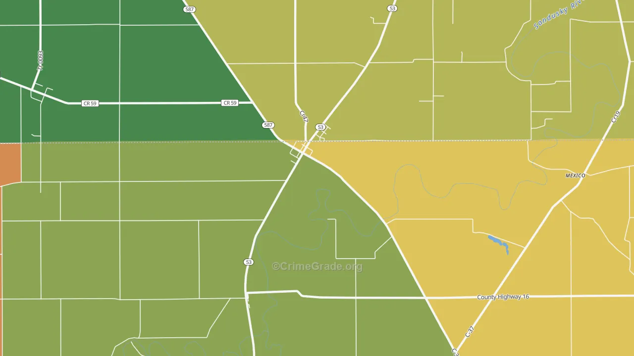 Mc Cutchenville, OH Map of Murder Rates