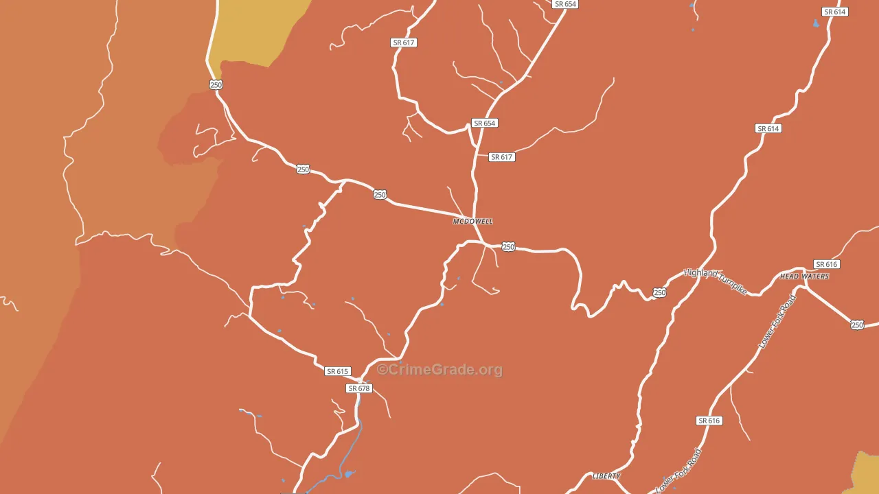 Mc Dowell, VA Map of Murder Rates