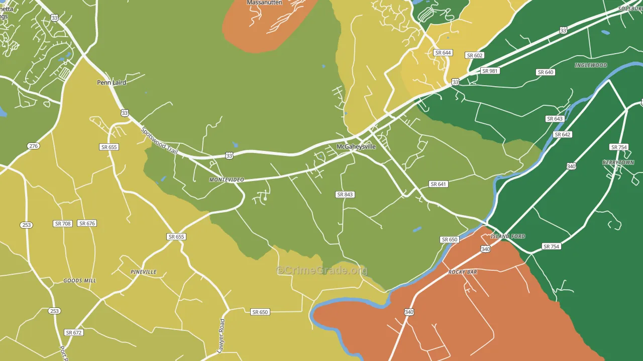 Mc Gaheysville, VA Map of Murder Rates