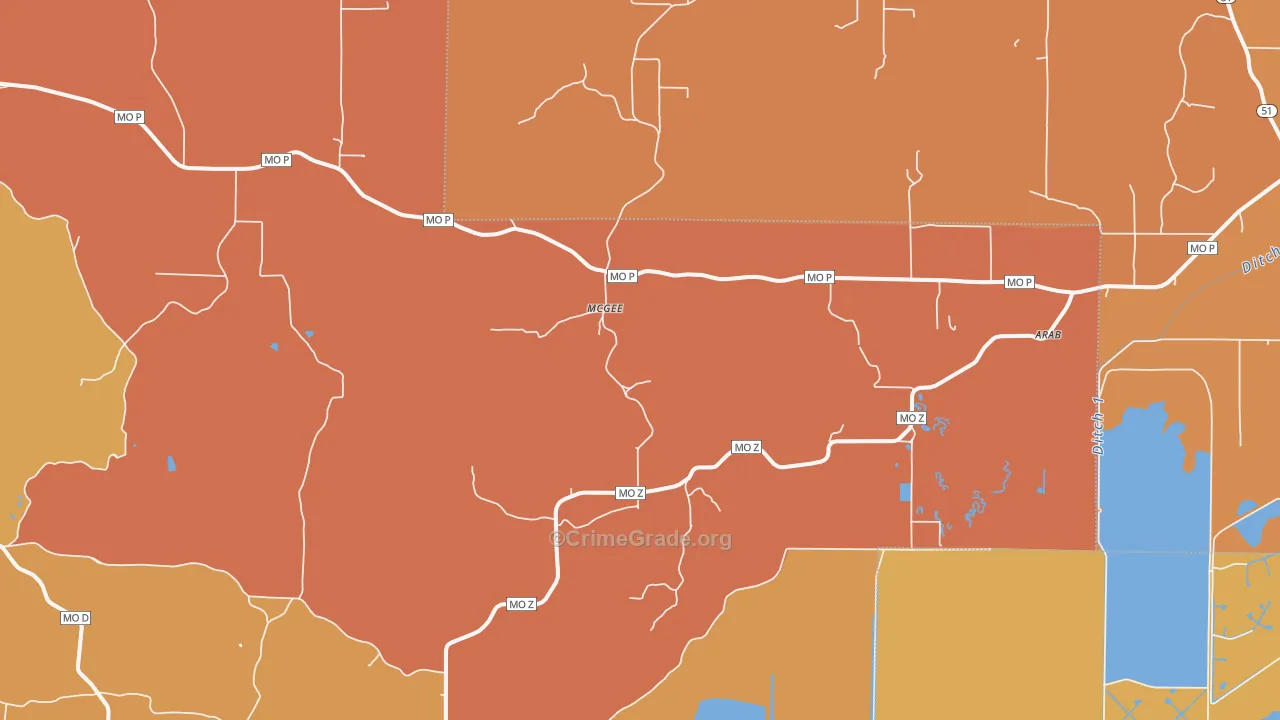Mc Gee, MO Map of Murder Rates