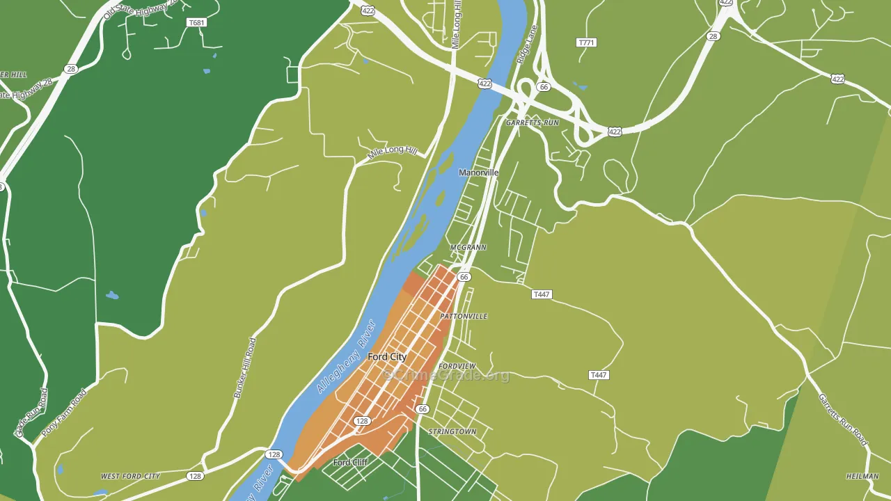 Mc Grann, PA Map of Murder Rates