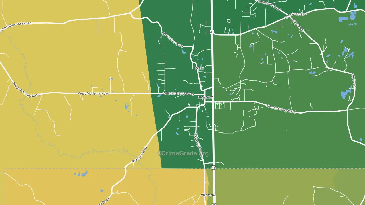 Mc Henry, MS Map of Murder Rates