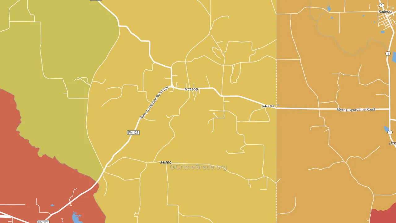 Mc Leod, TX Map of Murder Rates
