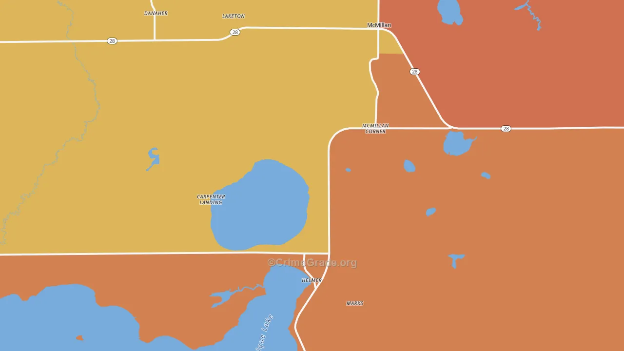 Mc Millan, MI Map of Murder Rates