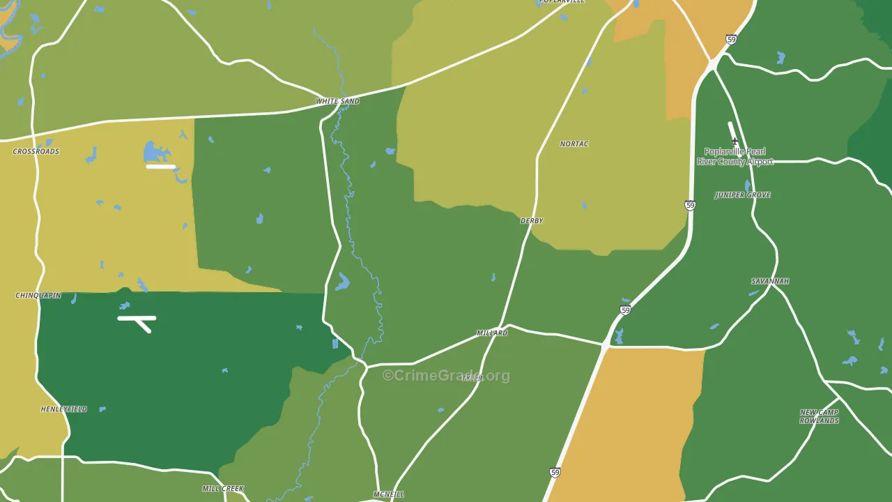Mc Neill, MS Map of Murder Rates