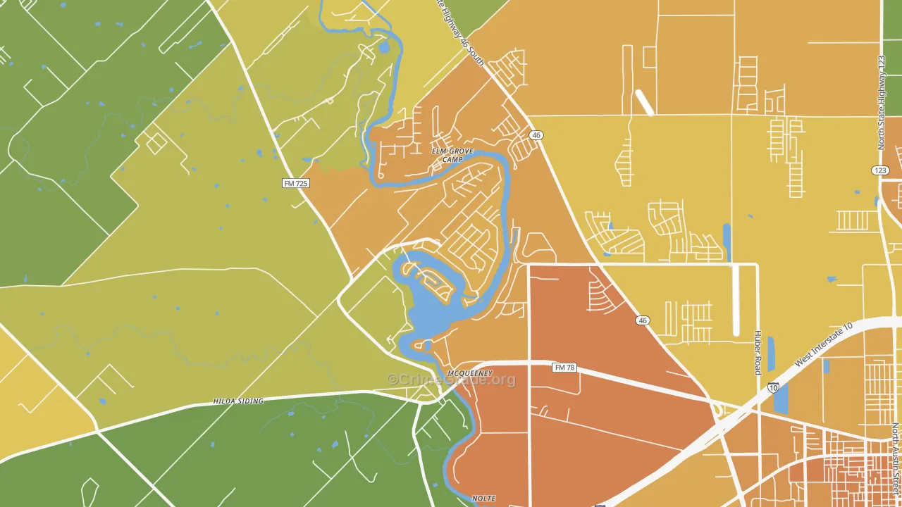 Mc Queeney, TX Map of Murder Rates