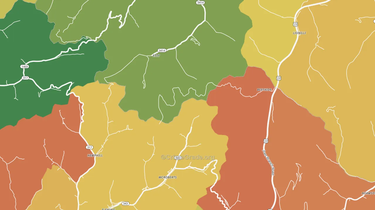 Mc Roberts, KY Map of Murder Rates