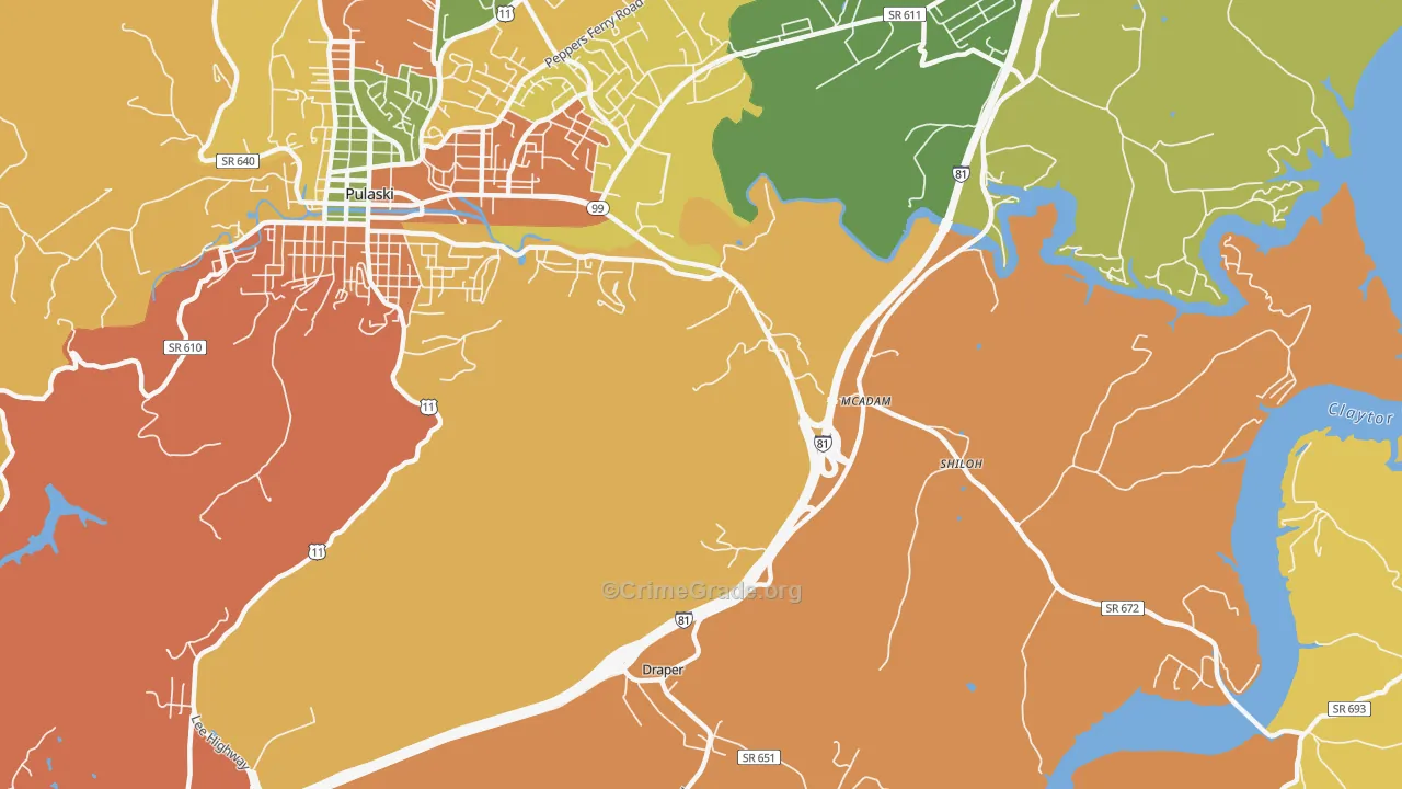 McAdam, VA Map of Murder Rates