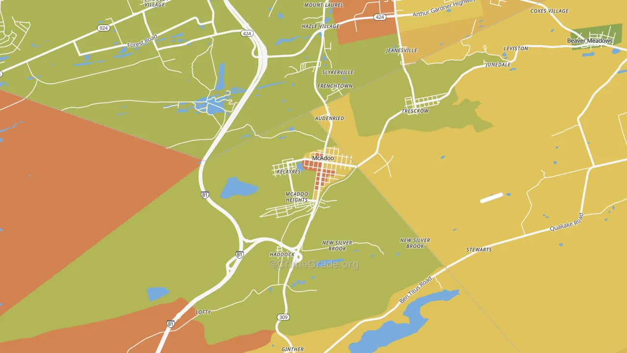 Mcadoo, PA Map of Murder Rates