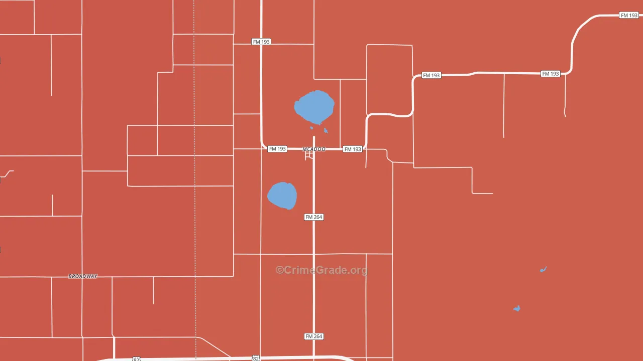 Mcadoo, TX Map of Murder Rates