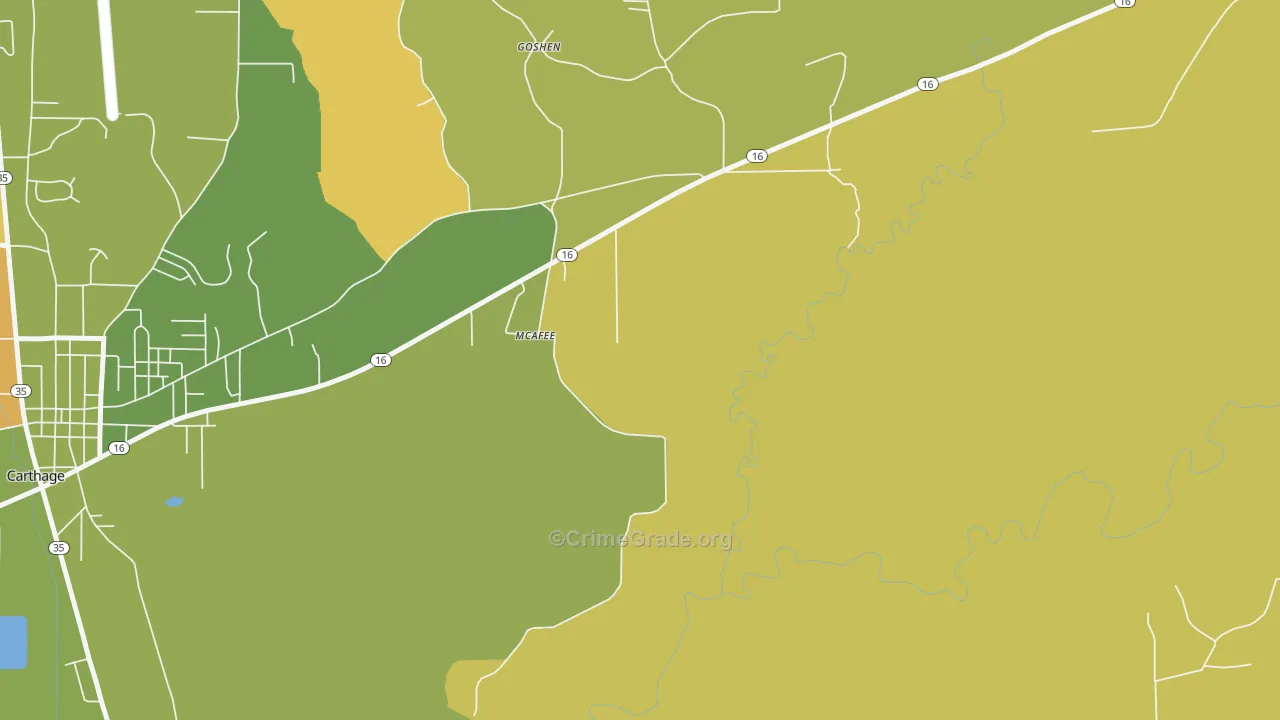 McAfee, MS Map of Murder Rates