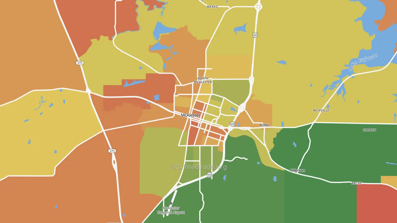 McAlester, OK Map of Murder Rates