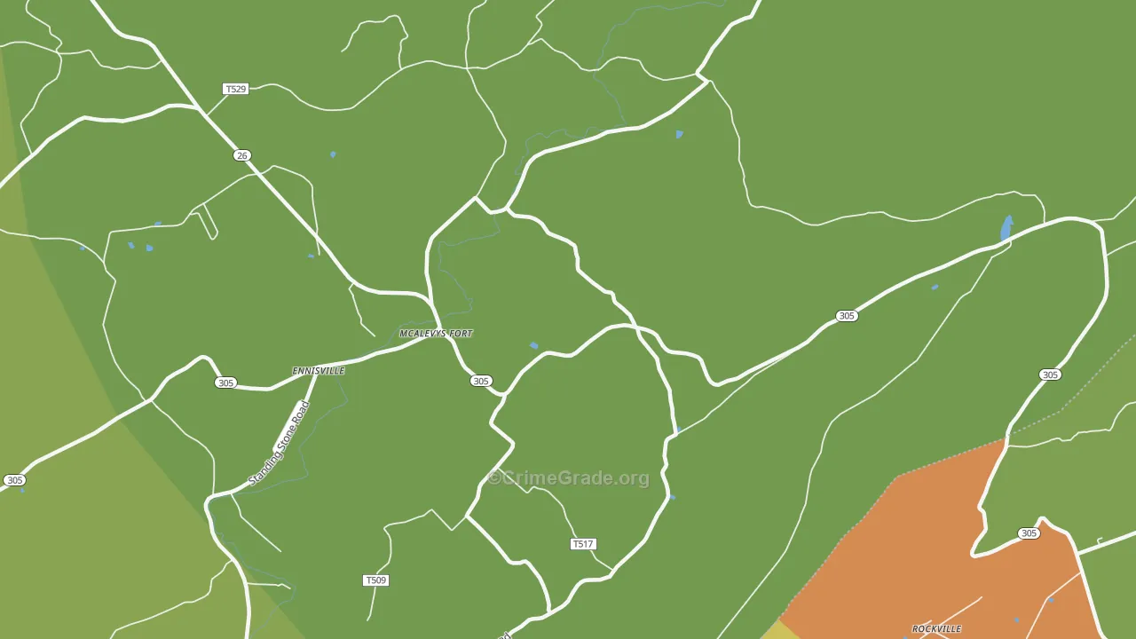 McAlevys Fort, PA Map of Murder Rates