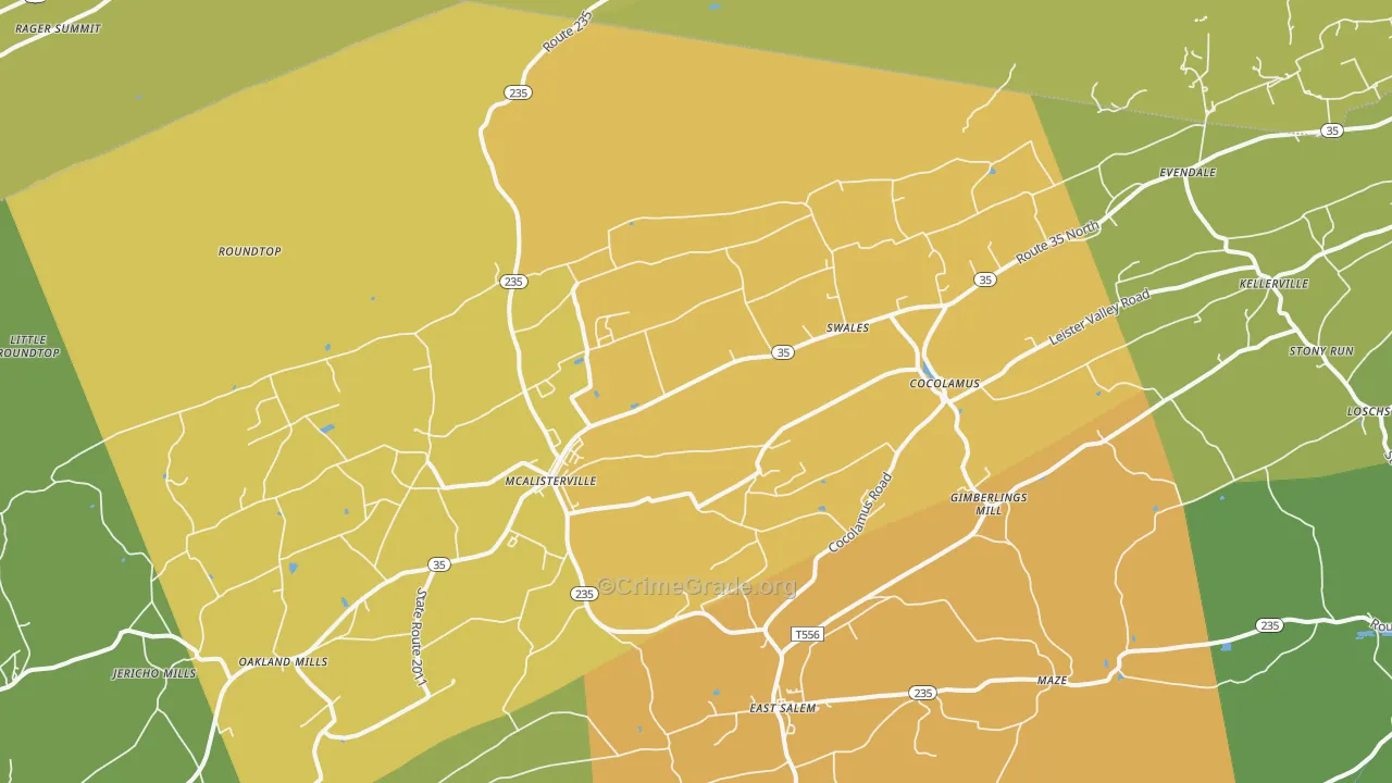 McAlisterville, PA Map of Murder Rates