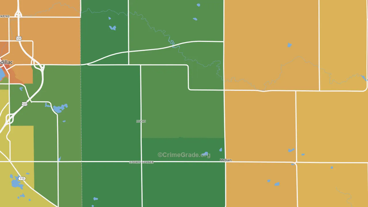 McBain, MI Map of Murder Rates