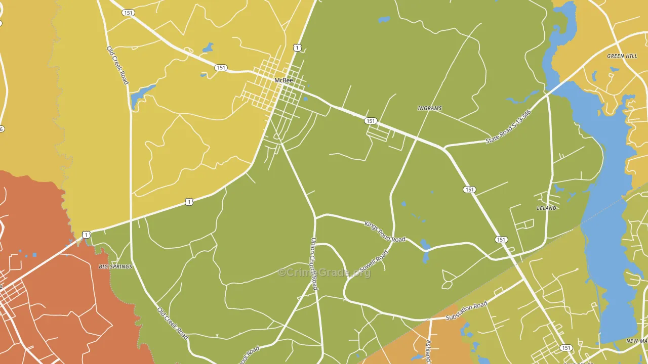 McBee, SC Map of Murder Rates