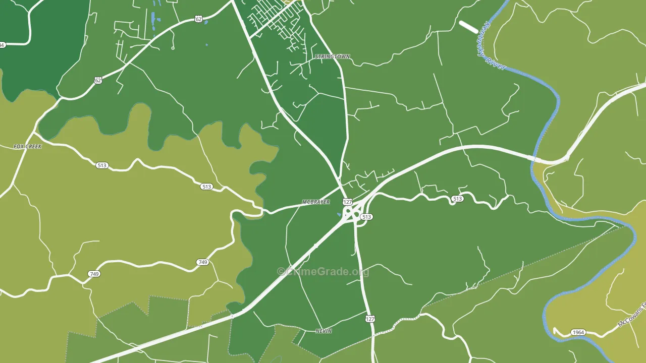 McBrayer, KY Map of Murder Rates