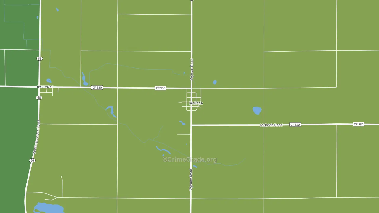 McBride, MI Map of Murder Rates