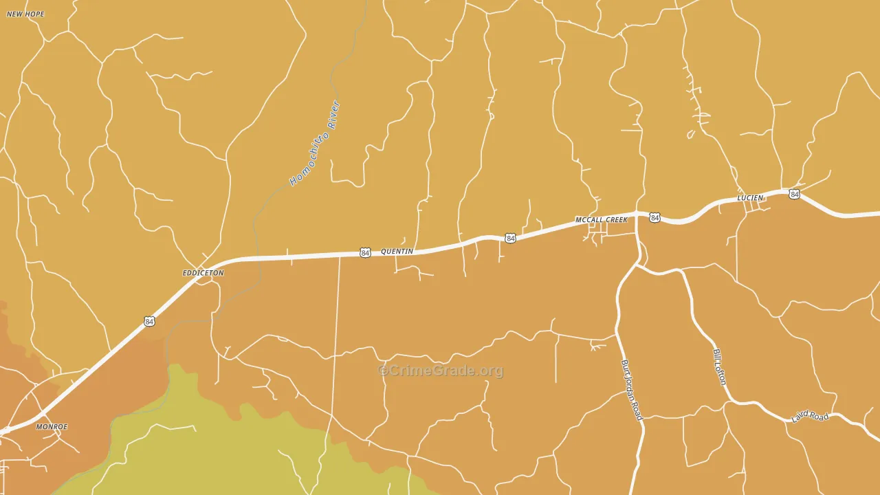 McCall Creek, MS Map of Murder Rates