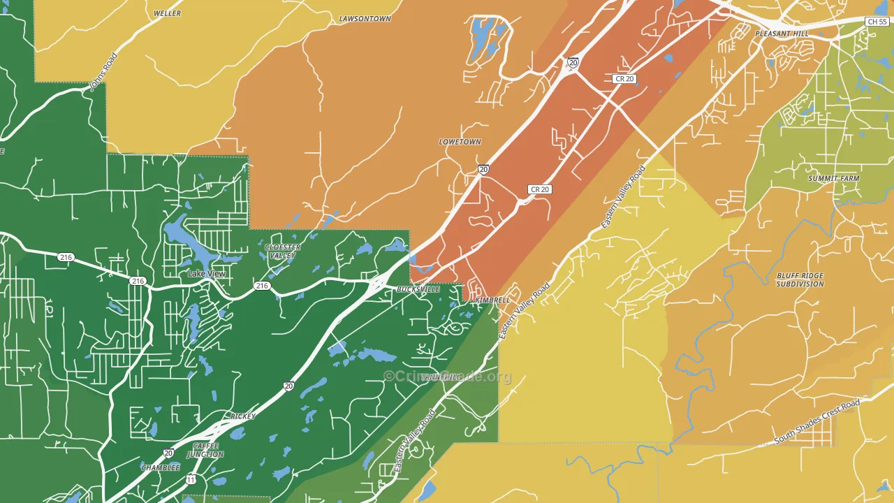Mccalla, AL Map of Murder Rates