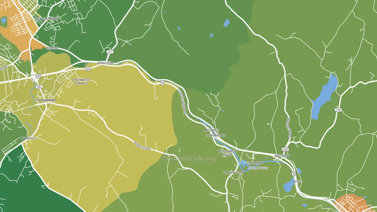 McCance, PA Map of Murder Rates