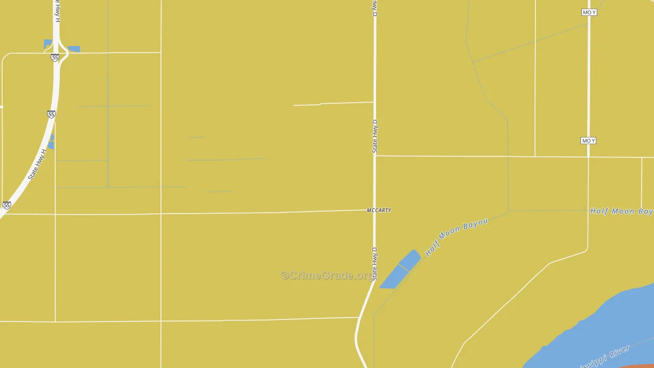 McCarty, MO Map of Murder Rates