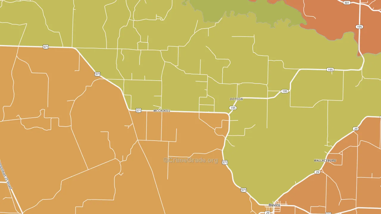 McCaskill, AR Map of Murder Rates