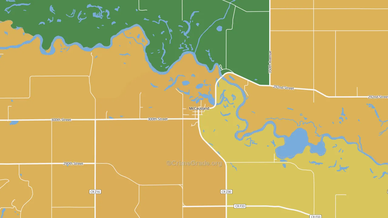 McCausland, IA Map of Murder Rates