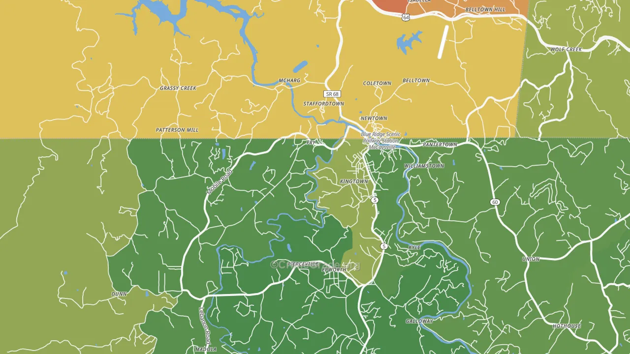 McCaysville, GA Map of Murder Rates