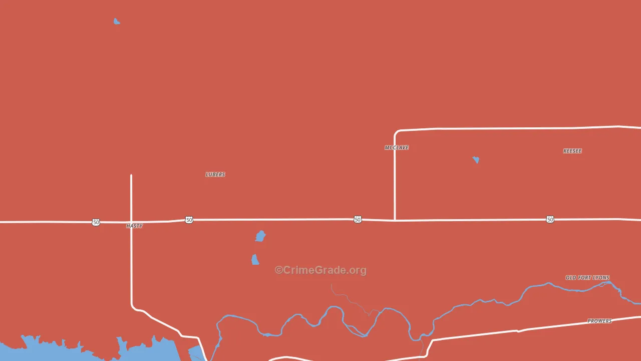 McClave, CO Map of Murder Rates