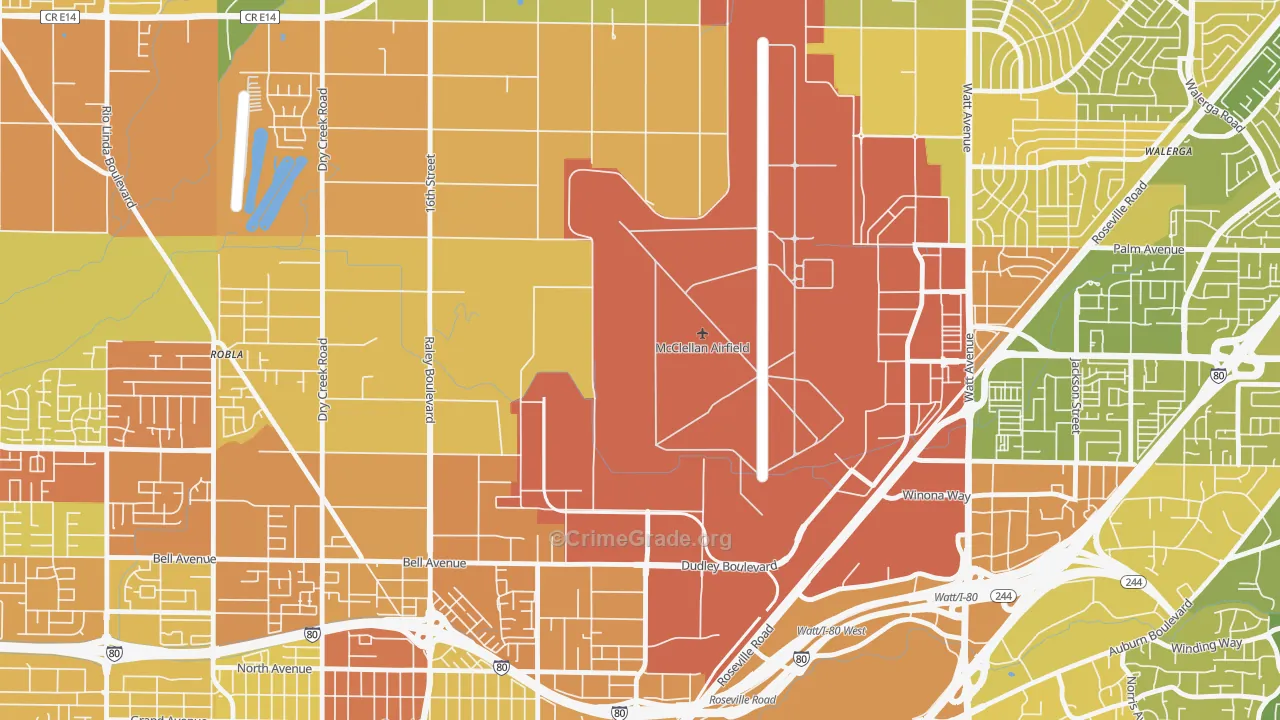 McClellan Park, CA Map of Murder Rates