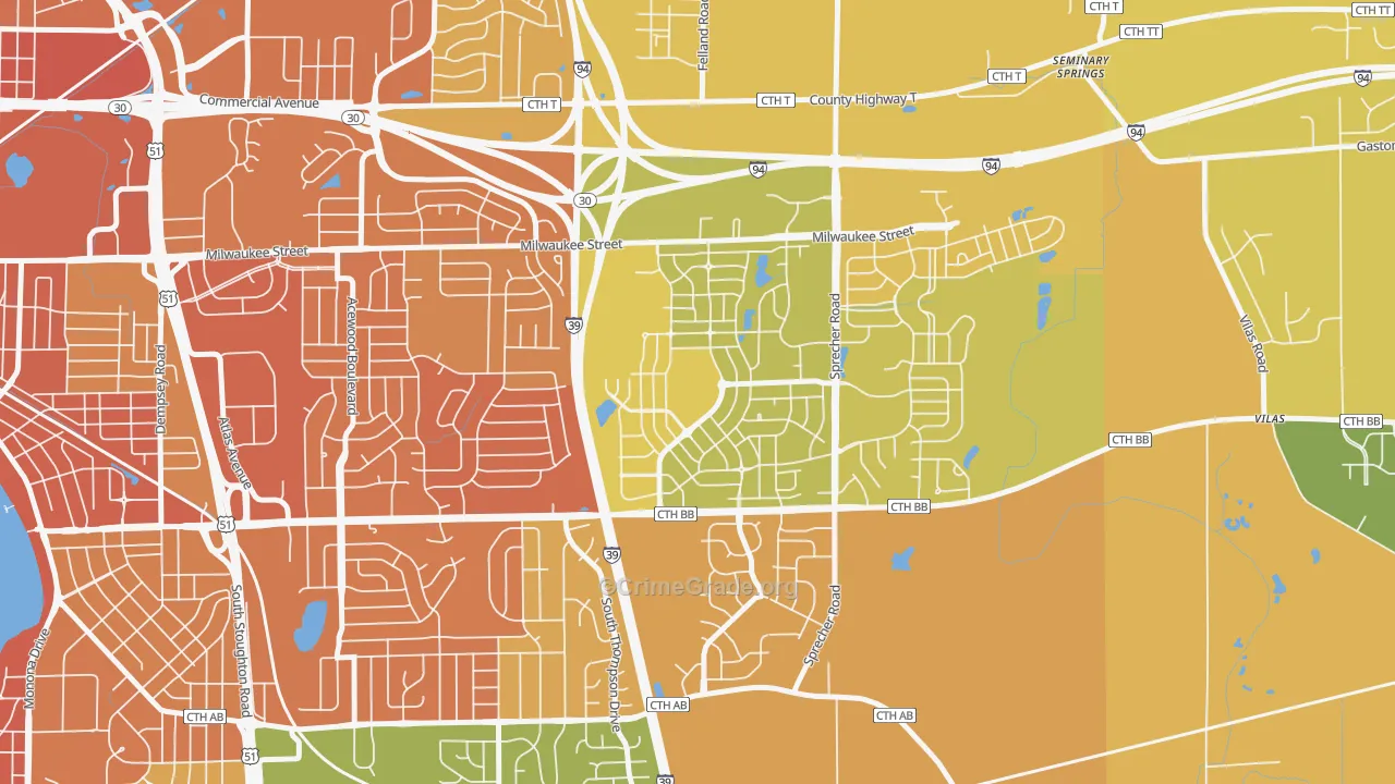 McClellan Park, Madison, WI Map of Murder Rates