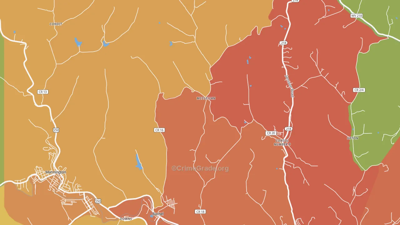 McClellan, WV Map of Murder Rates