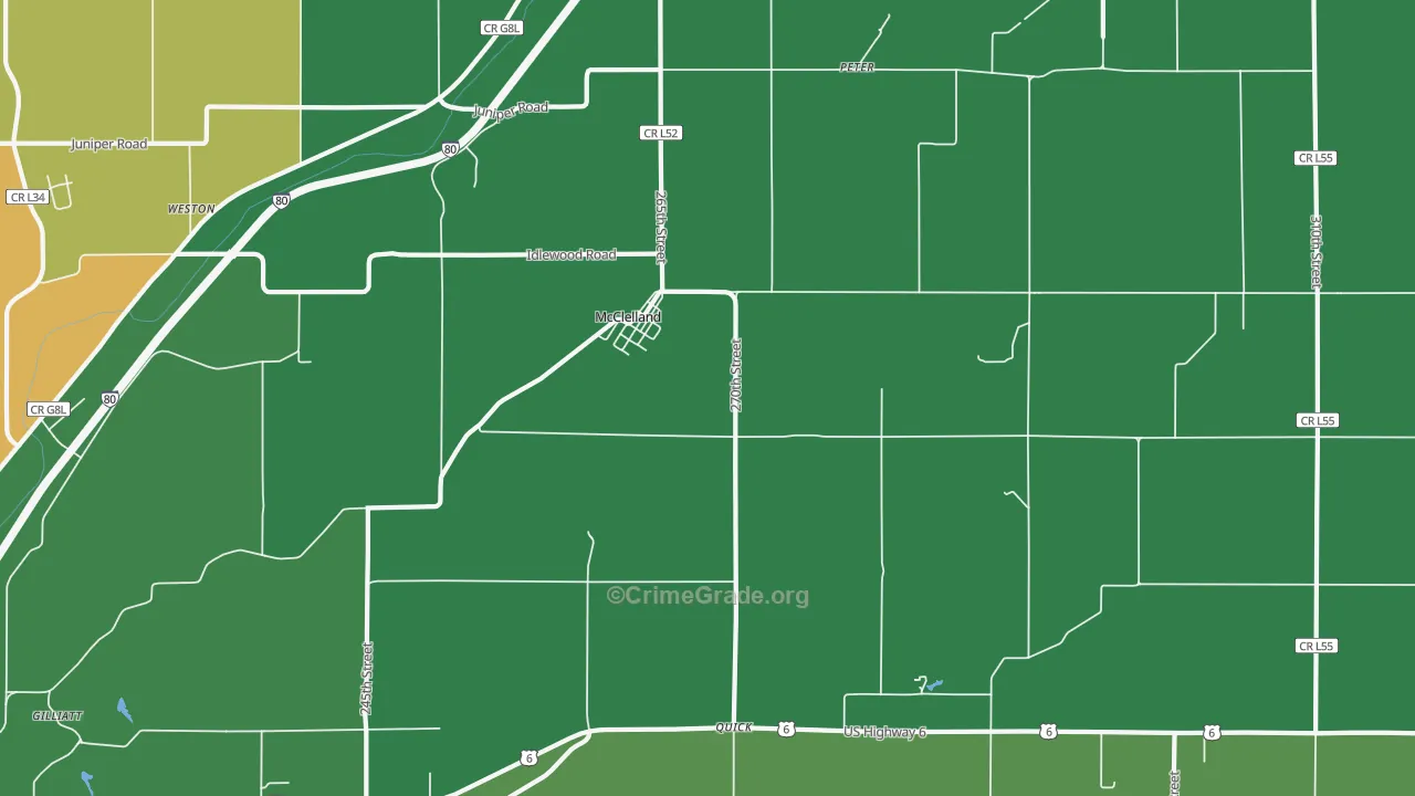 McClelland, IA Map of Murder Rates