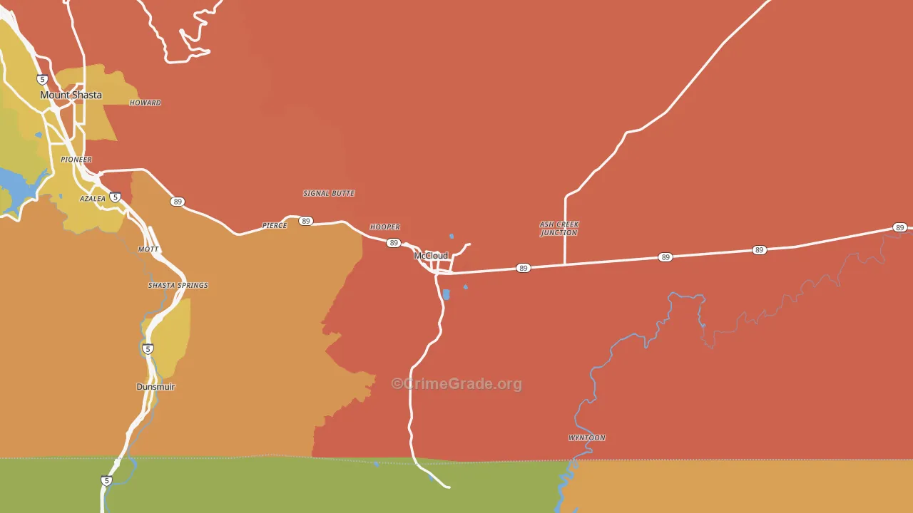 Mccloud, CA Map of Murder Rates