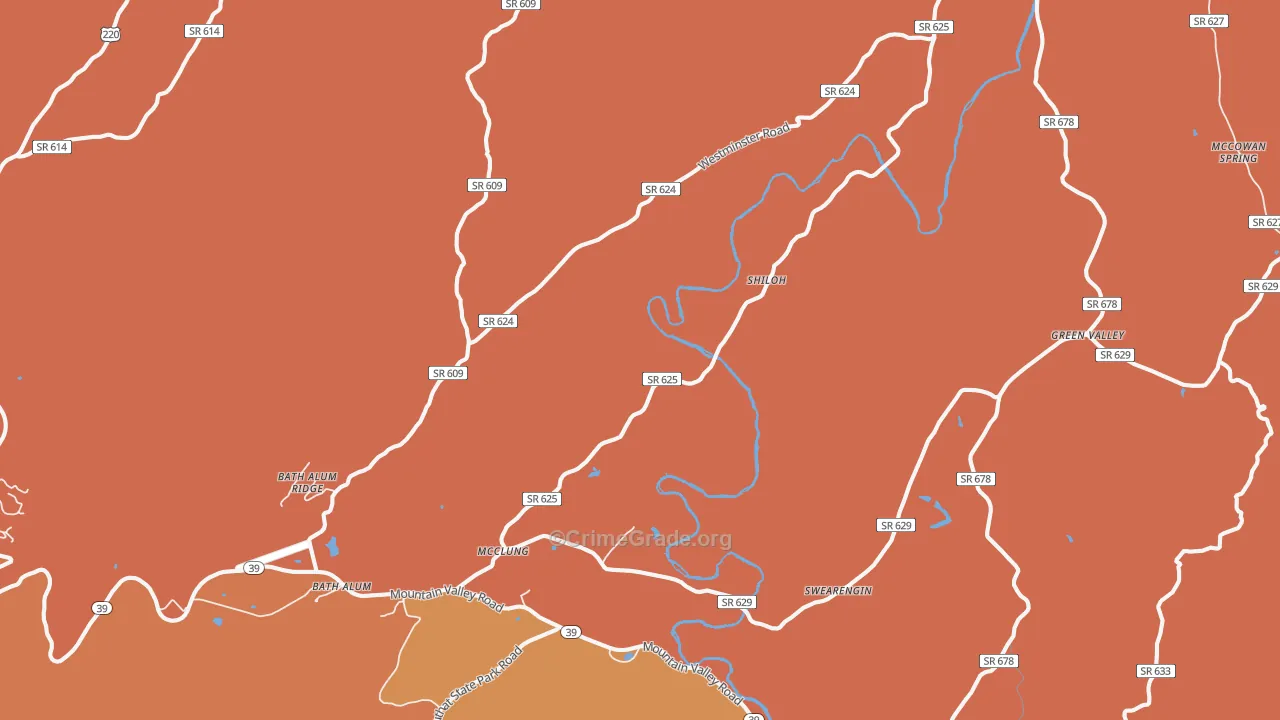 McClung, VA Map of Murder Rates
