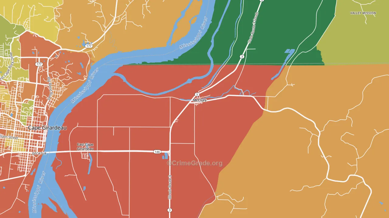 McClure, IL Map of Murder Rates
