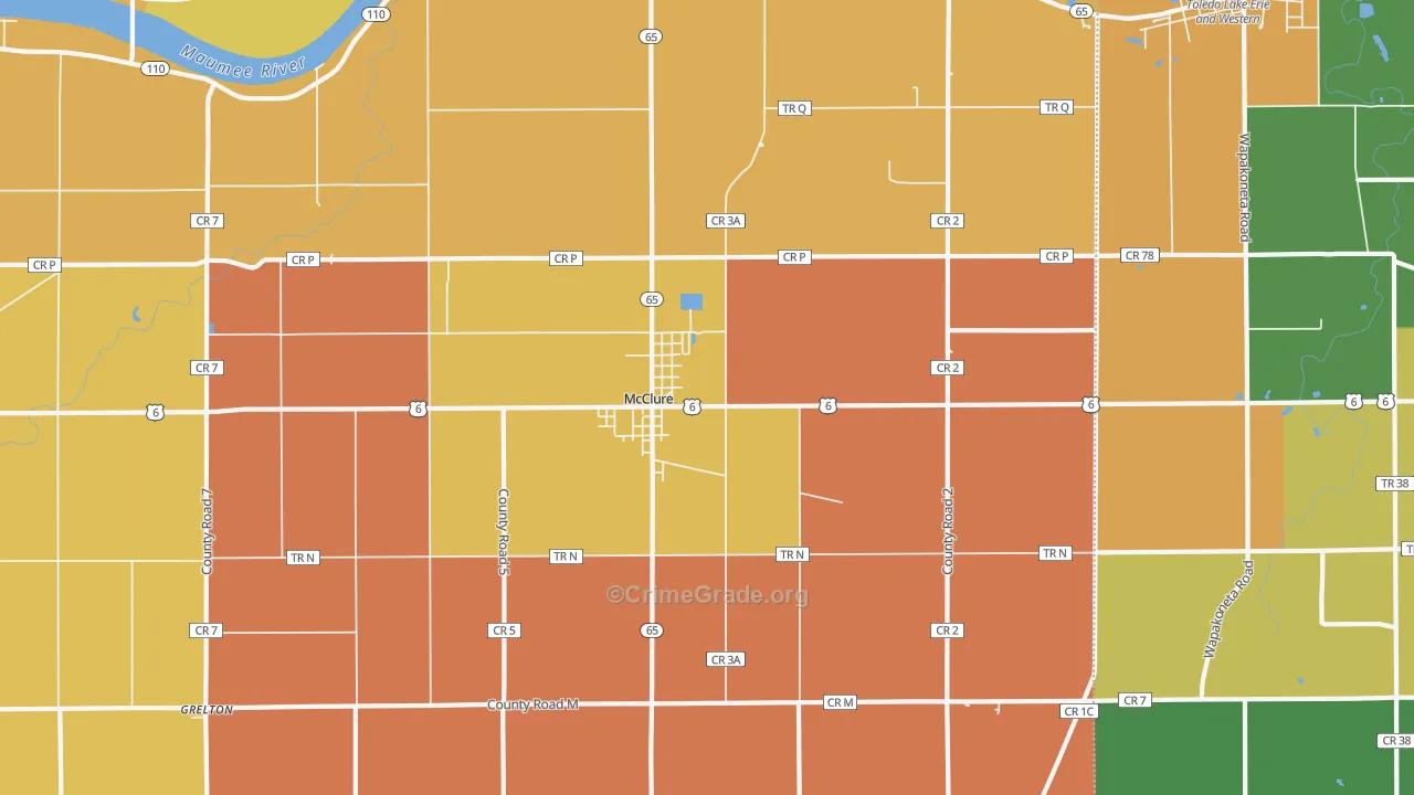 McClure, OH Map of Murder Rates