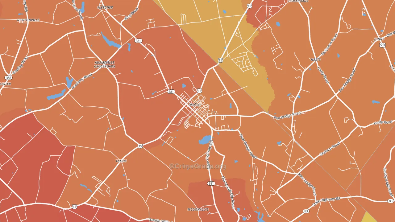 McColl, SC Map of Murder Rates