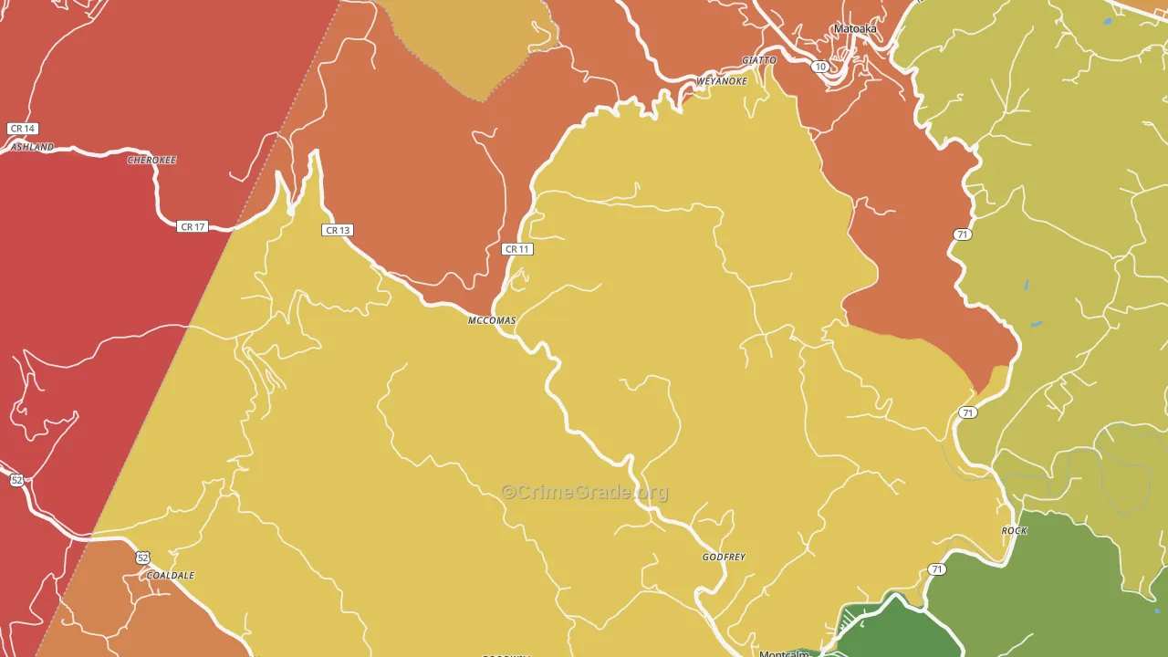 McComas, WV Map of Murder Rates
