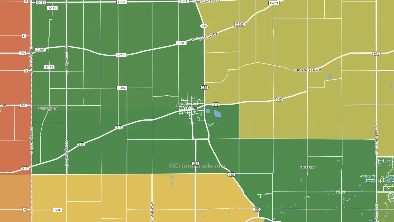 McComb, OH Map of Murder Rates