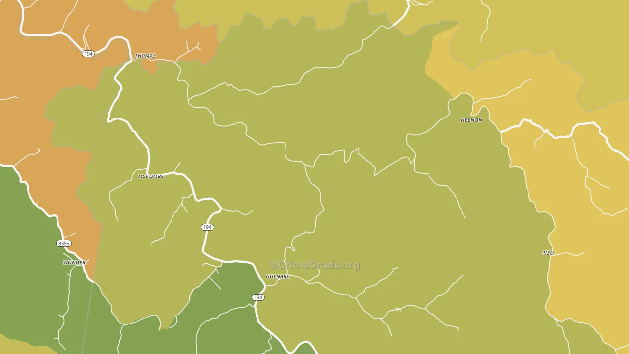 McCombs, KY Map of Murder Rates