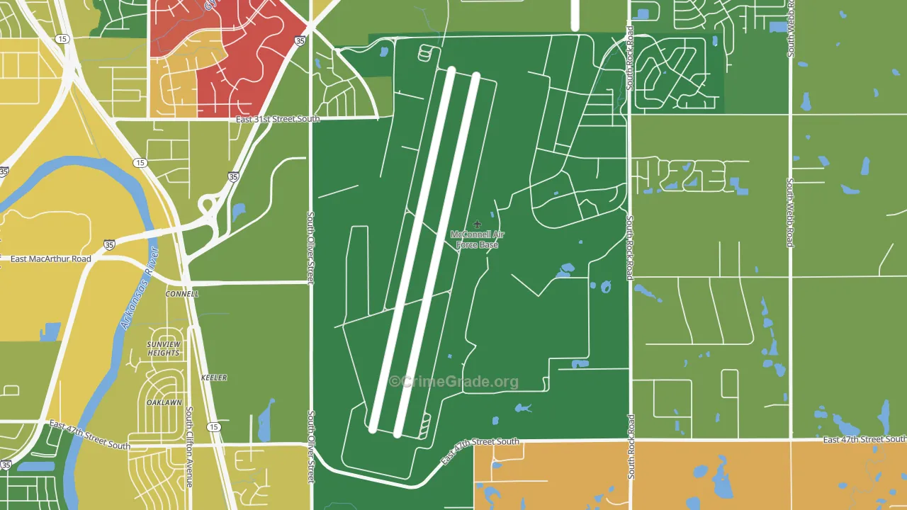 McConnell AFB, KS Map of Murder Rates
