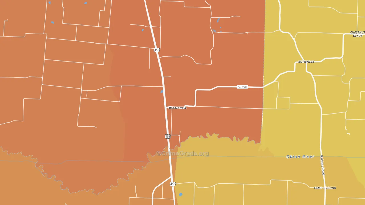 McConnell, TN Map of Murder Rates