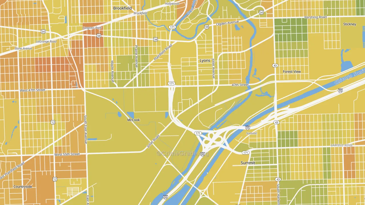 McCook, IL Map of Murder Rates