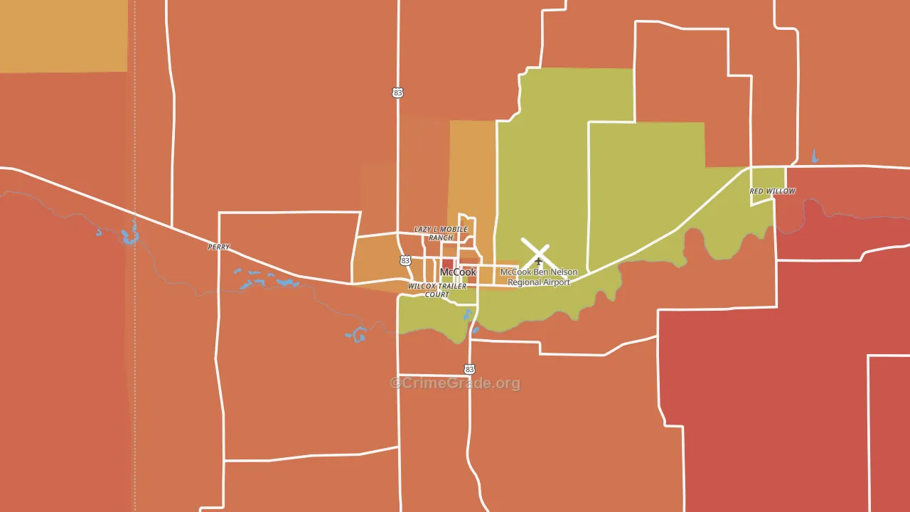 McCook, NE Map of Murder Rates