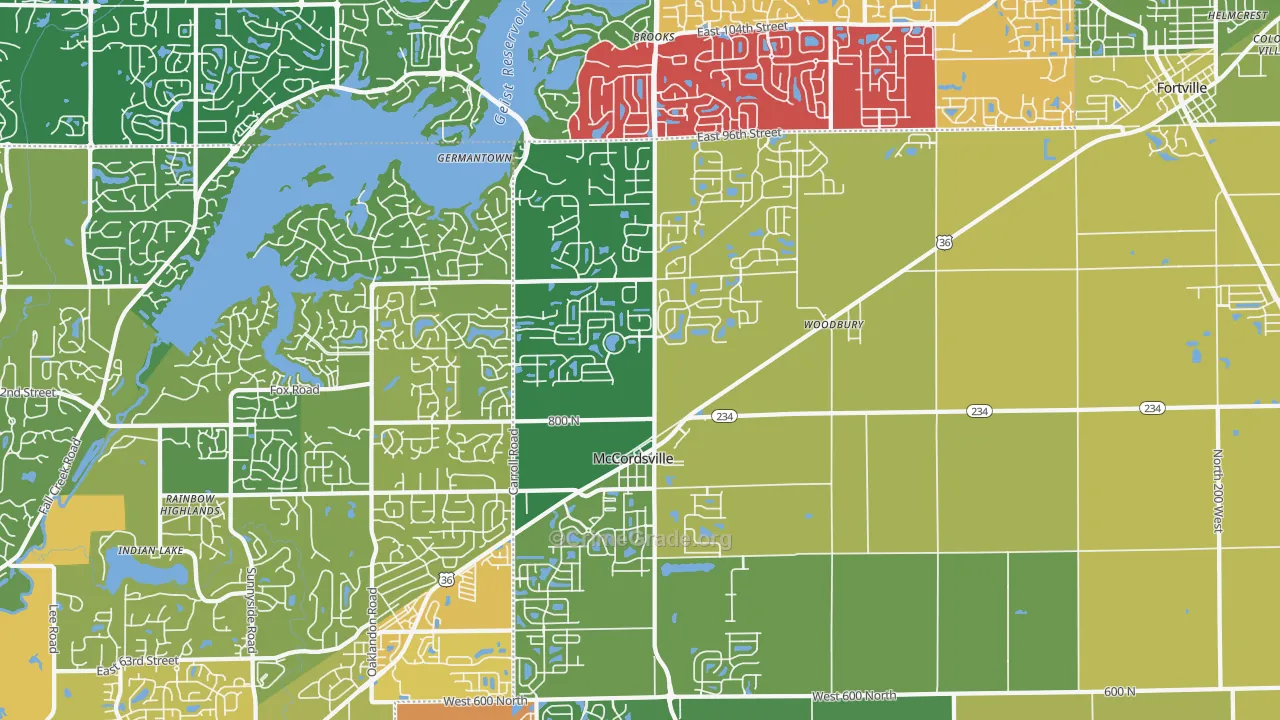 McCordsville, IN Map of Murder Rates