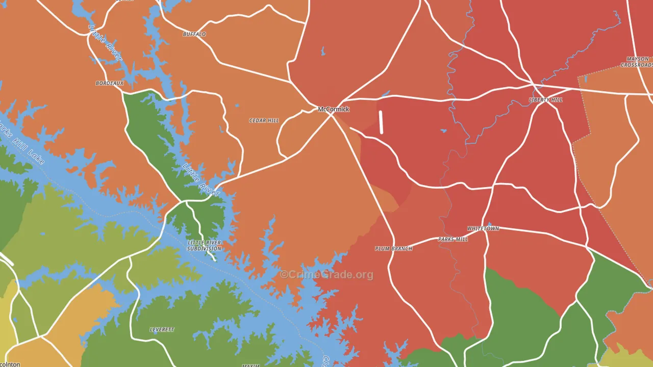 McCormick County, SC Map of Murder Rates